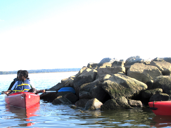 Students inspecting sills and breakwater