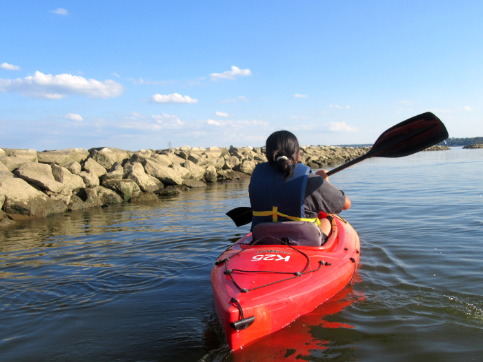 [Photo]  Students examining sills and breakwater structures